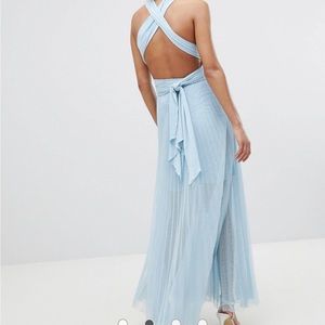 Never worn multi tie light pink pleated gown